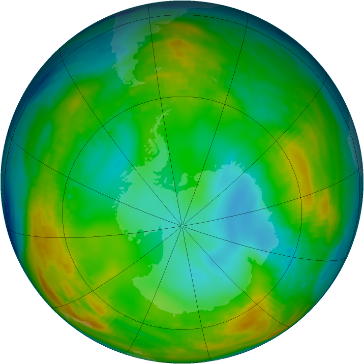 Antarctic ozone map for 14 July 1980